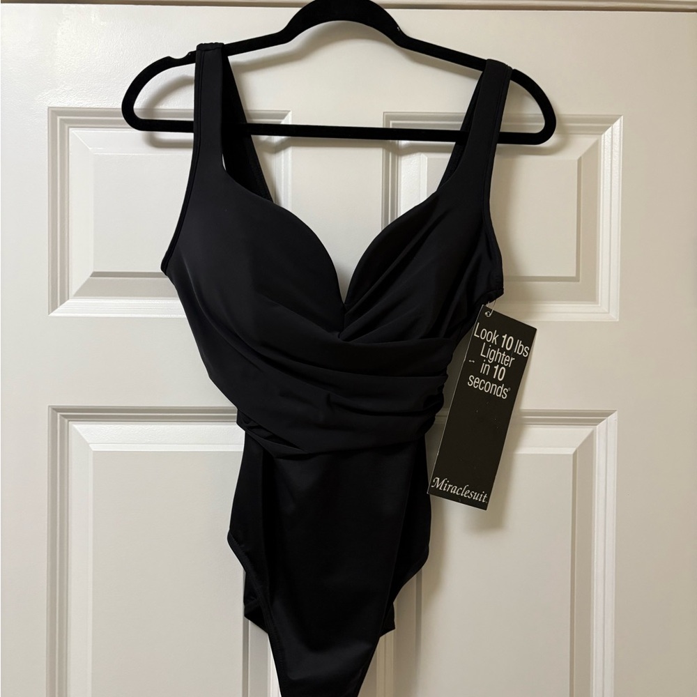 MIRACLE SUIT One-Piece Bathing Suit - size 10 - BLACK